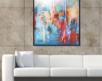 LARGE ABSTRACT PAINTINGS ORIGINAL WALL ART by CHRISTOVART on Etsy