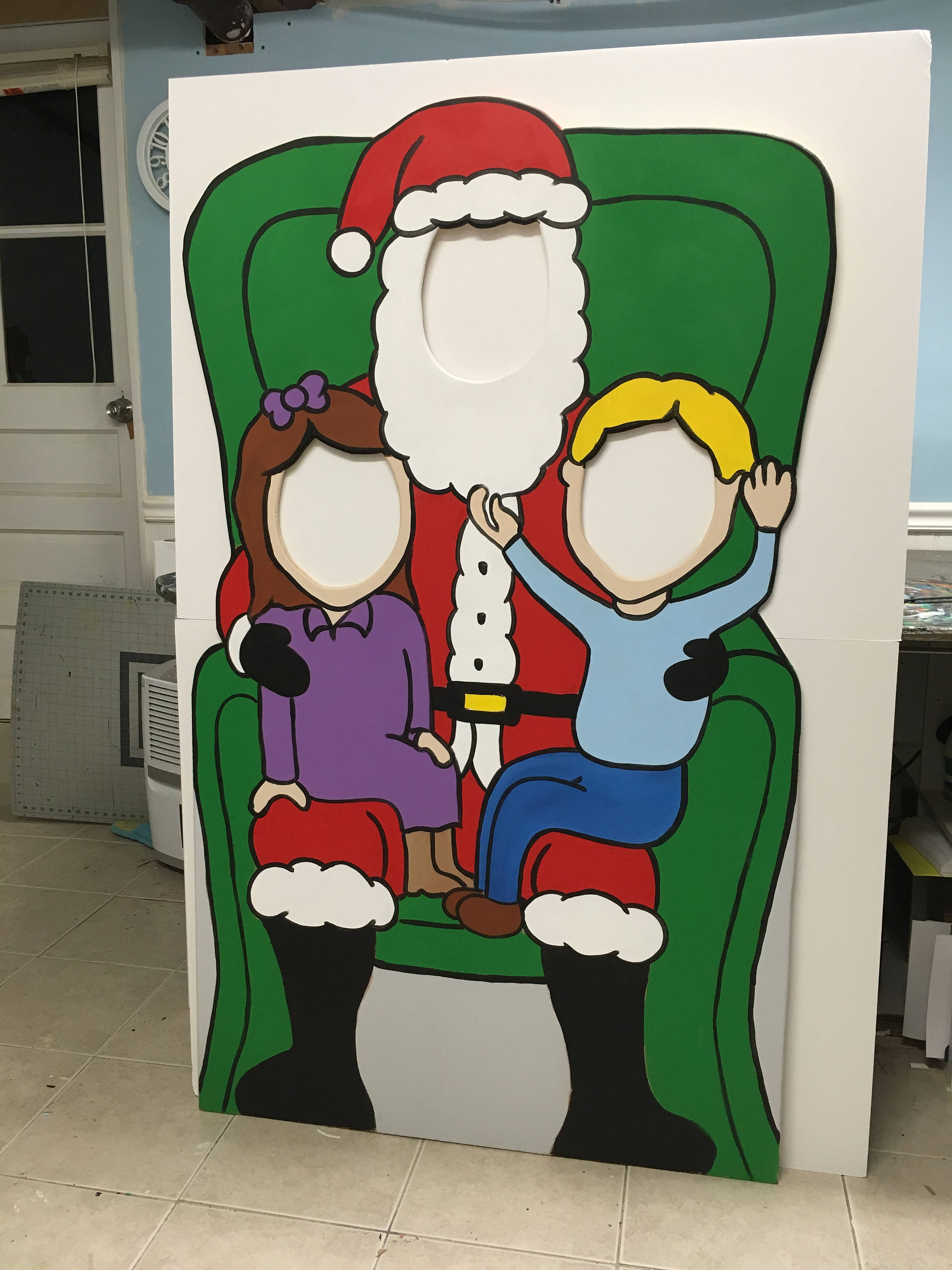 Santa Photo Booth Prop Christmas Party Decor Face In Hole 9969