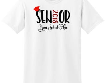 Senior 2018 Shirt, Custom Senior Shirt, Customized Senior Shirt, Custom School Colors, Glitter Number, Graduate Shirt, High School, College