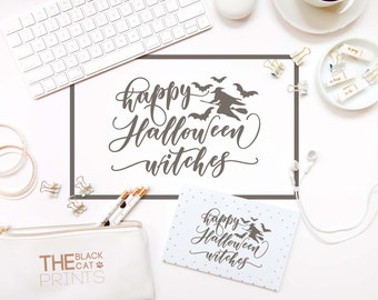 Happy Halloween witches svg file Funny svg design Halloween SVG cutting file Cricut svg cut file DXF Silhouette Cameo files Bat svg Sayings
