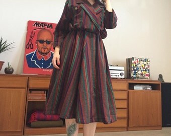 Chevron Shirt Dress | striped burgundy lapel collar gold buttons PLUS SIZE womens work office professional preppy dress XXL extra large 2X