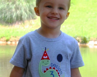 Dinosaur Birthday Shirt, Personalized Birthday T-shirt, Dinosaur Party Tee, 1st 2nd 3rd 4th 5th Birthday, Boy's Dinosaur Outfit, Name Top