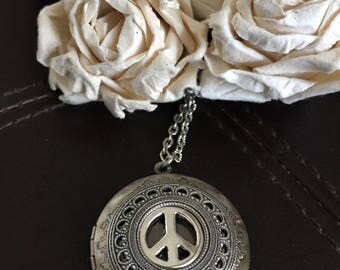 Peace locket necklace, peace sign necklace, Peace gift, peace jewelry, keepsake necklace