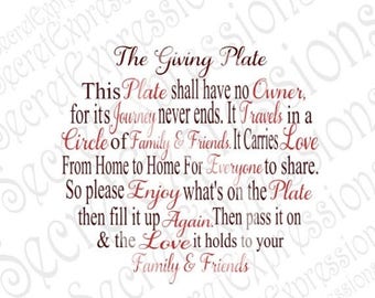 Giving Plate Svg, Family Svg, Friendship Svg Giving Svg, Christmas Svg, Digital Cutting File DXF JPEG SVG Cricut, svg Silhouette, Print Fil
