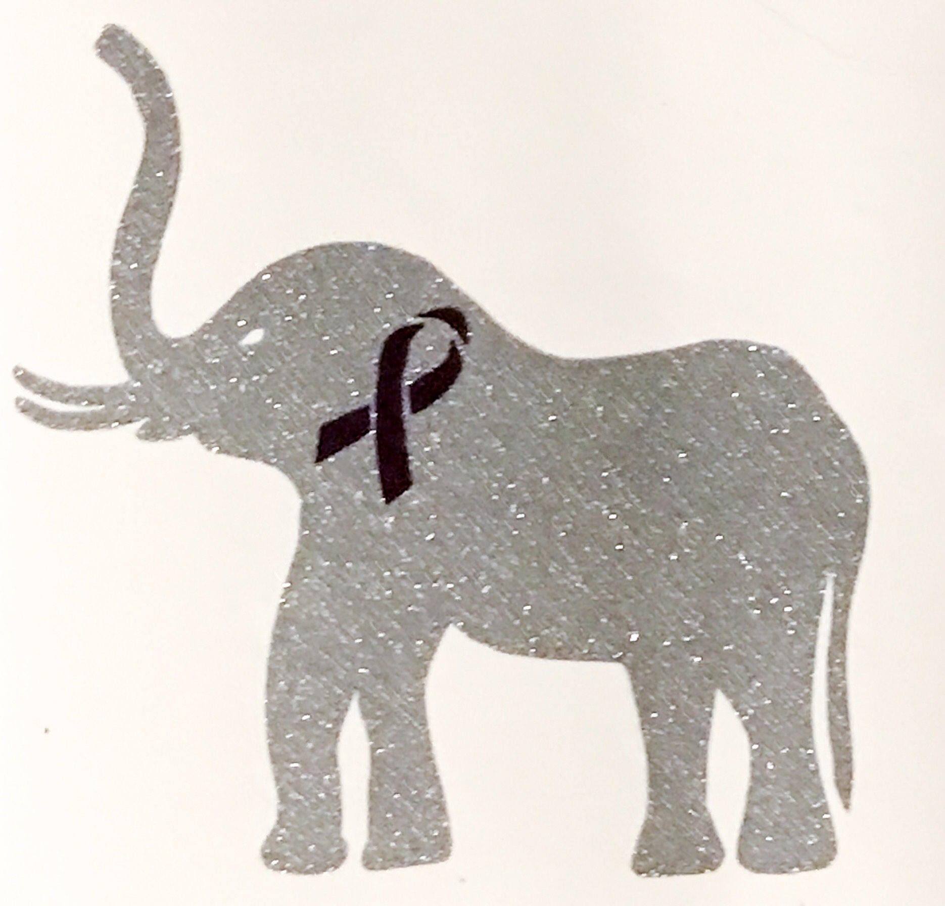 ALZHEIMERS / DEMENTIA purple ribbon elephant decal Dementia