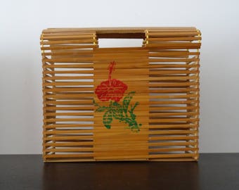 Sac en Bambou / fleur hibiscus / Martinique / West indies