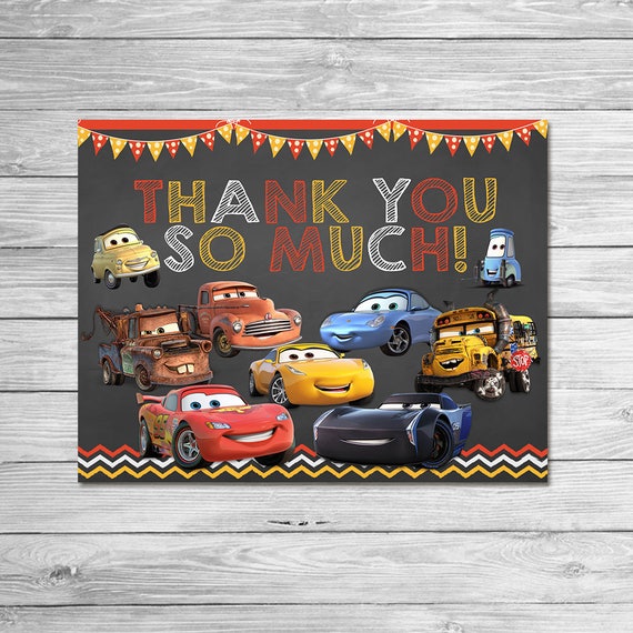 disney cars thank you cards