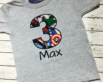 Marvel Super Hero Birthday Shirt / Super Hero Shirt / Birthday Shirt/ Super Hero / Avengers Birthday Shirt/ 1-9