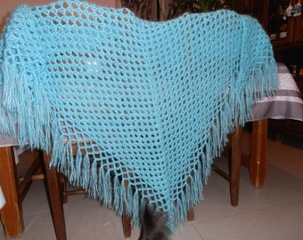 Turquoise mohair shawl. Gift idea