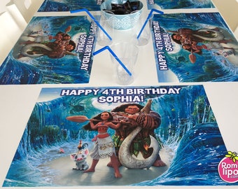 Moana party, Set of 12 11 x 17 place mats, Moana decor,paper placemats, table decor, place mats, Moana, personalized, birthday