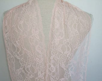 3 yards light pink french lace trim (N125)/ 8"wide stretchable lace trim by the yard