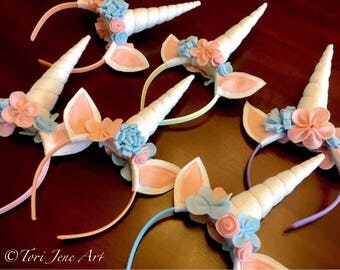 Felt Unicorn Headband with Flowers