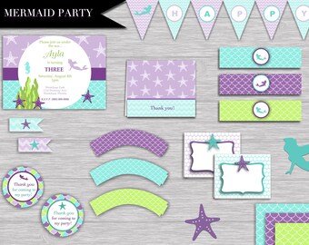 Purple Mermaid Digital Papers PURPLE MERMAIDS