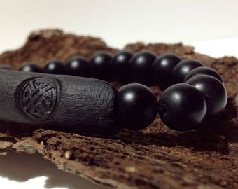 Shungite Bracelet Celtic Polymer Clay Jewelry Stone Beads Bracelet Men Viking Bracelet Black Stone Bracelet Gift For Men Gift For Husband