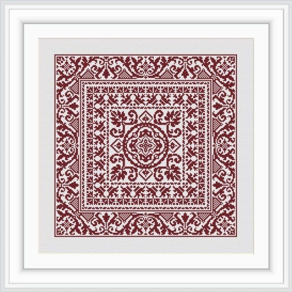 Cross-stitch pattern cushion big square medieval italian