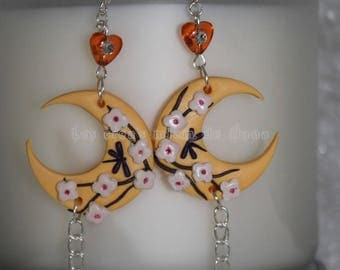 Large peach Moonstone earrings