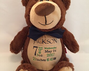 Personalized birth announcement stuffed animal - Personalized stuffed animal - Birth announcement - Personalized gift - Baby shower gift