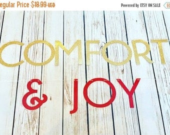 Christmas in July Sale Christmas Comfort & Joy Glitter Banner, Holiday Banner, Christmas Party Banner, Various Colors, Christmas Decorations