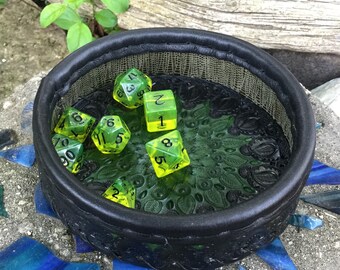Black and Green Leather Dice Tray