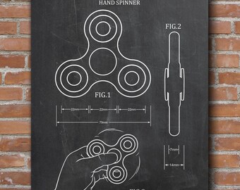 Spinner Patent Print, Spinner Wall Art, Hand Spinner Print, Patent Poster, Blueprint - DA0786