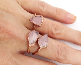 Raw Rose Quartz Ring, Rose Quartz Ring, Raw Rose Quartz, Rose Quartz Crystal, Scorpio Zodiac Ring, Blush Stone, Rose Quartz Crystal Ring