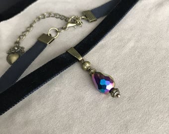 Pendant Swarovski iridescent velvet Choker