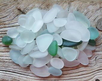 Mixed Colours Sea Glass - Seaham and English North East Coast Vintage 200g - Large (tumbled or natural)