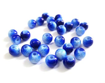 20 two-tone blue glass beads 4mm (U-23)