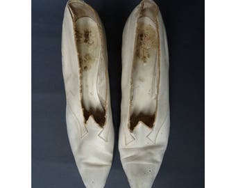 Vintage Art Deco 1920s/20s Leather Wedding SHOES Flapper Edwardian