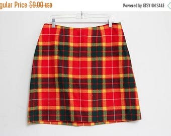 25% OFF VTG 60s Red Green Yellow Plaid High Waist Mini Skirt L/Xl