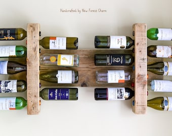 Large Wine Rack / Rustic Wine Rack / Reclaimed Wood / Farmhouse Rack / Rustic wood decor / Wall Display