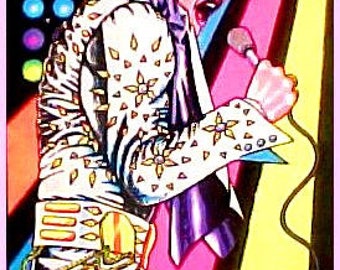Original Vintage 1974~ELVIS PRESLEY~Flocked Blacklight Poster