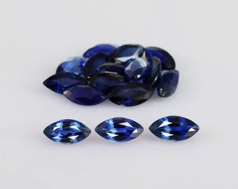Saphir Bleu Marquise 4x8mm - 0.55ct - Qualité IF (Pur à La Loupe) - Créé En Laboratoire - Sri Lanka - Neuf Sans Emballage