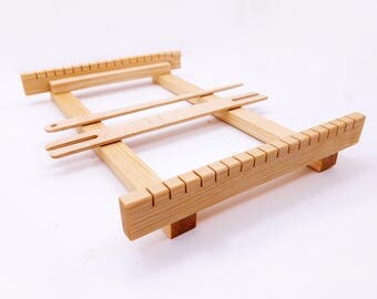 11x8" Weaving loom kit for beginners, hand weaving loom, tabletop small weaving loom, Frame loom weaving set