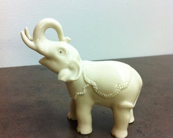 Vintage Lenox Figurine - Hand Crafted Elephant Ornament - Cream Colored Cabinet Piece