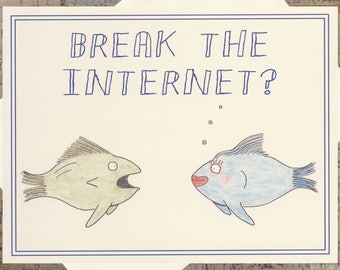 Lipstick Card, Internet, Snarky Card, Funny Card, Sarcastic Card, Funny Greeting Card, Just Because Card, Humor Card, Fish Card