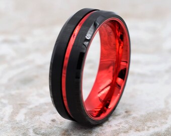 Tungsten Wedding Band Black Tungsten Band Red Tungsten Ring Tungsten Tungsten Band Tungsten Wedding Band Black Tungsten Band Red Tungsten Ring Tungsten Tungsten Band