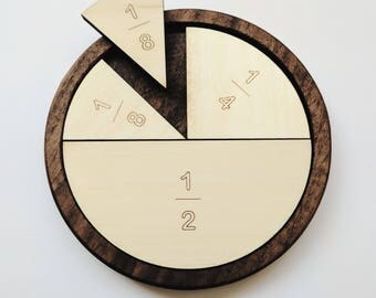 Fraction circles - math manipulative - Montessori toys - educational toys - Waldorf inspired toys -wooden educational toys