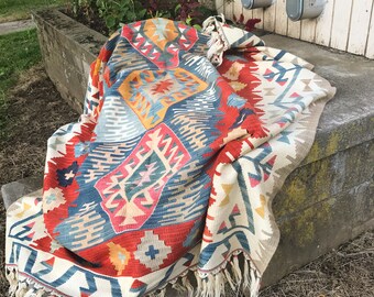 SALE! Turkish Rug Vintage Kilim Rugs Boho Decor Kilimrug Authentic Rug Handwoven Rug Oushak Kilim Rug Tribal Rug RusticKilim 4'10"x7'10"