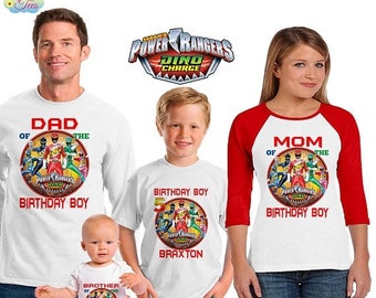 15% Off Power Rangers inspired family birthday theme shirt/power ranger dino charge birthday shirt/vacation shirt/dino charge power rangers
