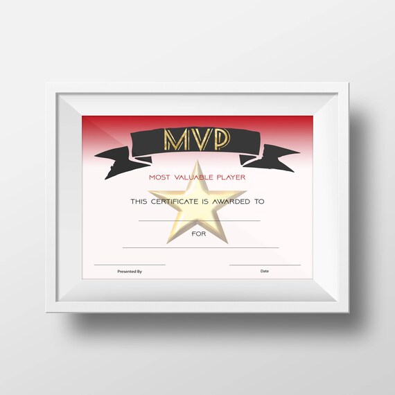 Custom Printable MVP Award Most Valuable Player Get it