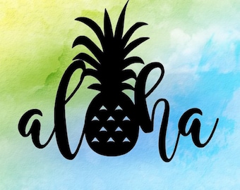 Aloha Pineapple Sticker ~ Hawaii Sticker ~ Pineapple Sticker ~ Hawaii Decal ~ Aloha Pineapple Decal