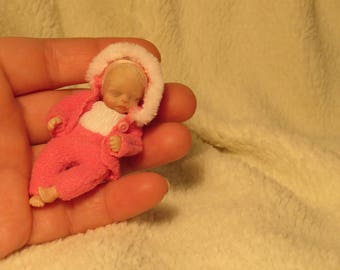 OOAK Miniature Doll Baby Girl Handmade Sculpt Dolls House Artist