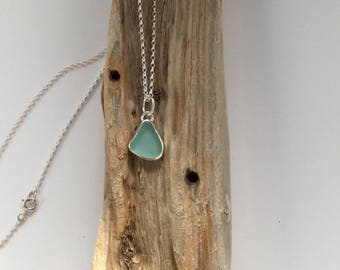 Turquoise Seaglass Necklace, Seaglass Necklace, Sea Glass Jewelry, Turquoise Seaglass Pendant, Sea Glass Pendant
