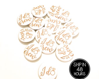 10 pcs I do crew badge pin pinback button wedding shower bachelorette party favors gift engagemnet ring faux gold glitter