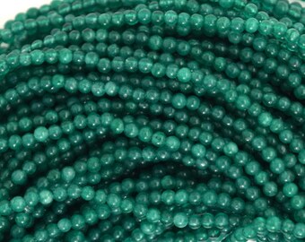 2mm emerald green jade round beads 15.5" strand 35517