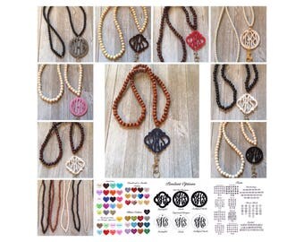 Monogram/Initial Lanyard on pearl bead necklace