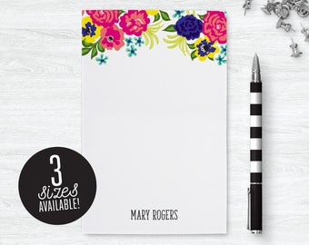 Letter Stationary Notepad, Personalized Note Pads, Flower Paper Pads Desk Accessories for Women, Floral Notepad Gift for Her Birthday