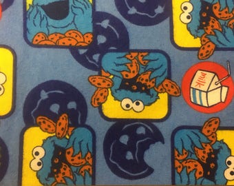1/2 yard Cookie Monster flannel - Sesame Workshop fabric, 43-44" wide, 100% cotton flannel