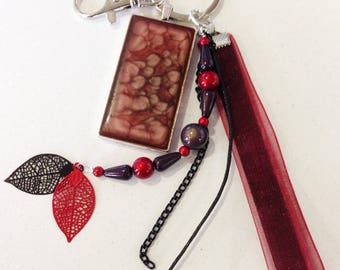 Jewelry bag Burgundy ribbons with pendant